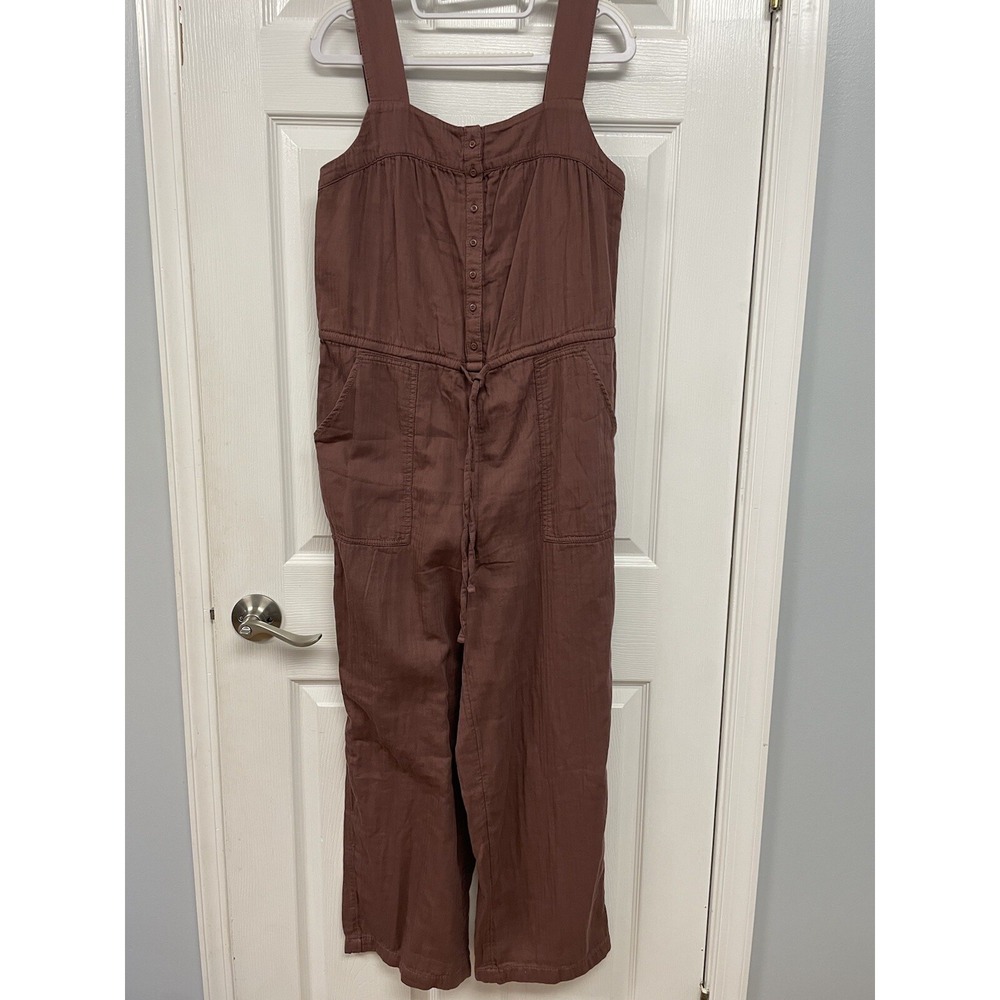Old Navy Women's Button Down Drawstring Sleeveless Brown Utility Jumpsuit S
